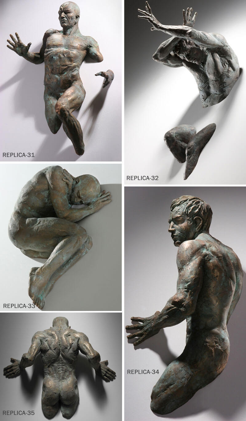 Matteo Pugliese Famous Abstract Bronze Man on Wall Sculpture
