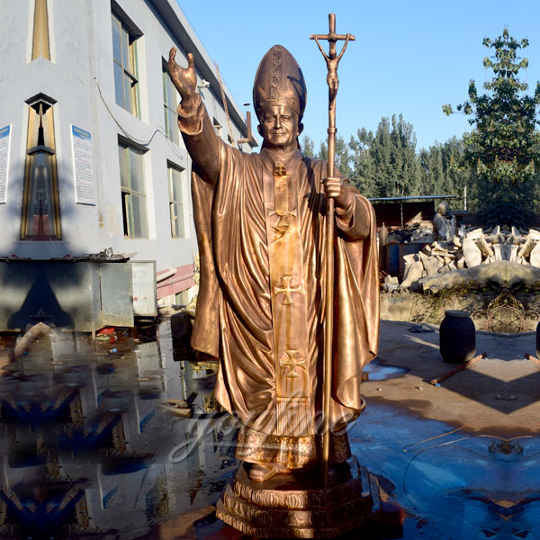 Custom large Bronze Pope statue for church.