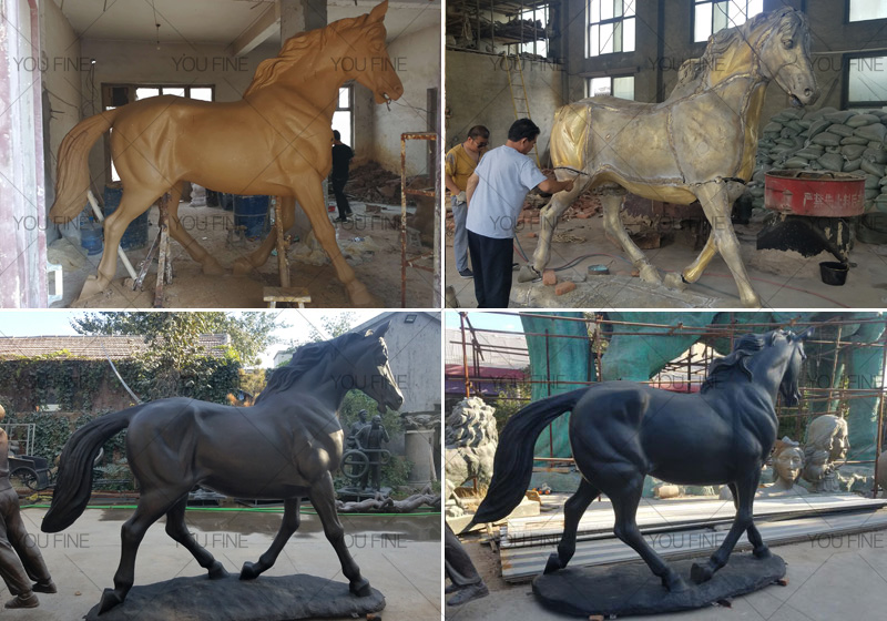 standing-bronze-black-horse-statue